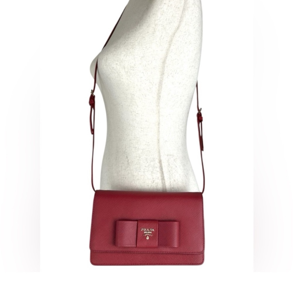 AUTHENTIC Prada Saffiano Lux Bow Crossbody Bag